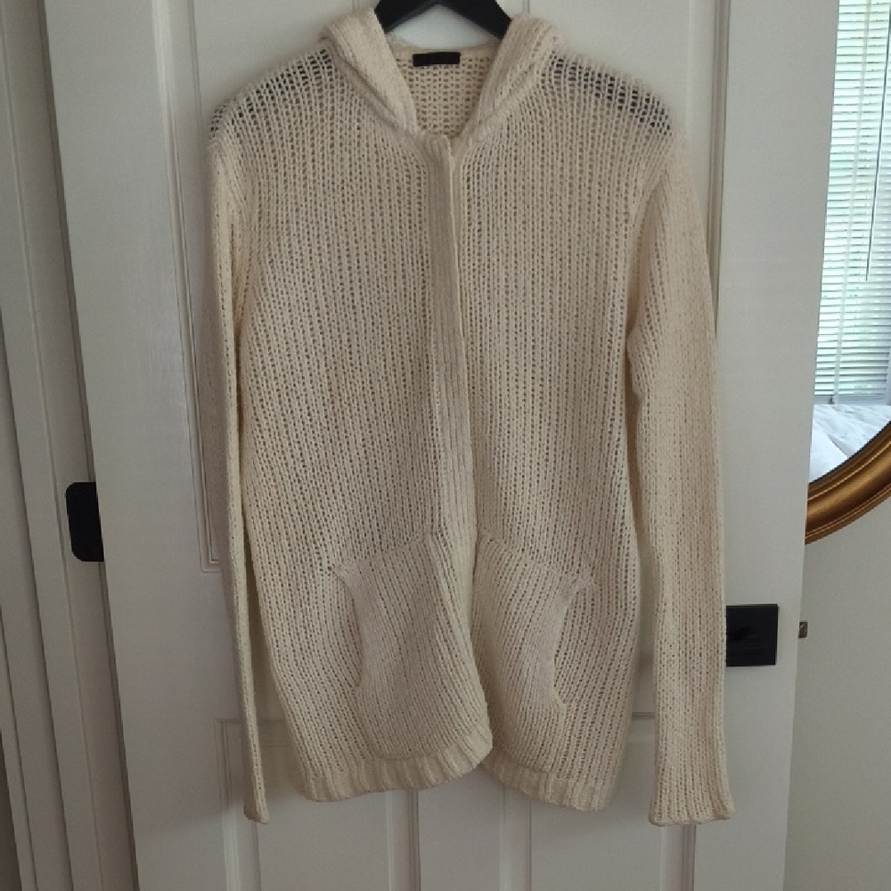 ATM Anthony Thomas Melillo Ivory Knit Cardigan Hoodie Sweater, Size S/P